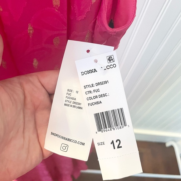 NWT Donna Ricco Halter Midi Dress - Fuchsia- Size 12 - Picture 8 of 10